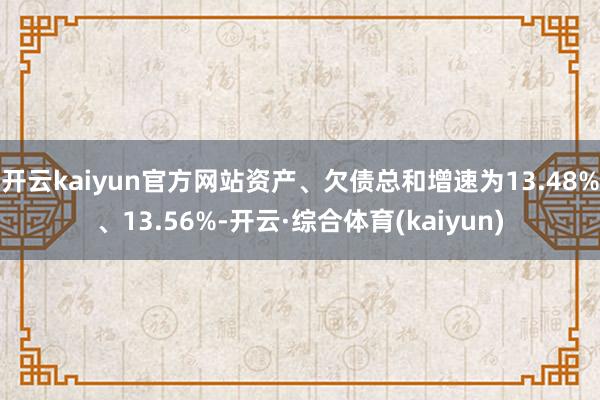 开云kaiyun官方网站资产、欠债总和增速为13.48%、13.56%-开云·综合体育(kaiyun)