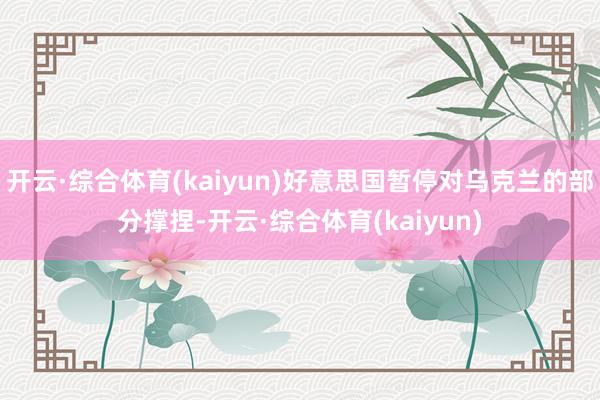 开云·综合体育(kaiyun)好意思国暂停对乌克兰的部分撑捏-开云·综合体育(kaiyun)