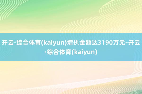 开云·综合体育(kaiyun)增执金额达3190万元-开云·综合体育(kaiyun)