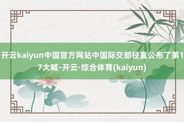 开云kaiyun中国官方网站中国际交部径直公布了第17大喊-开云·综合体育(kaiyun)