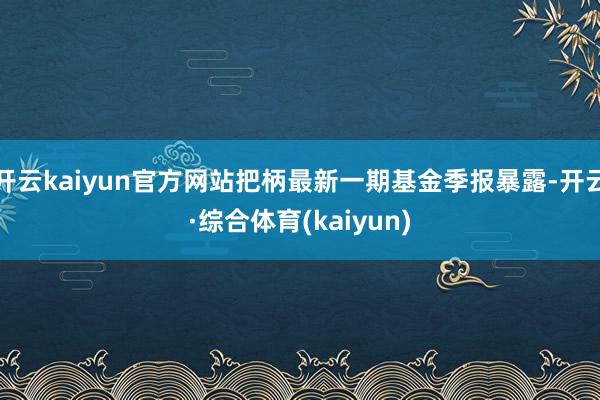 开云kaiyun官方网站把柄最新一期基金季报暴露-开云·综合体育(kaiyun)